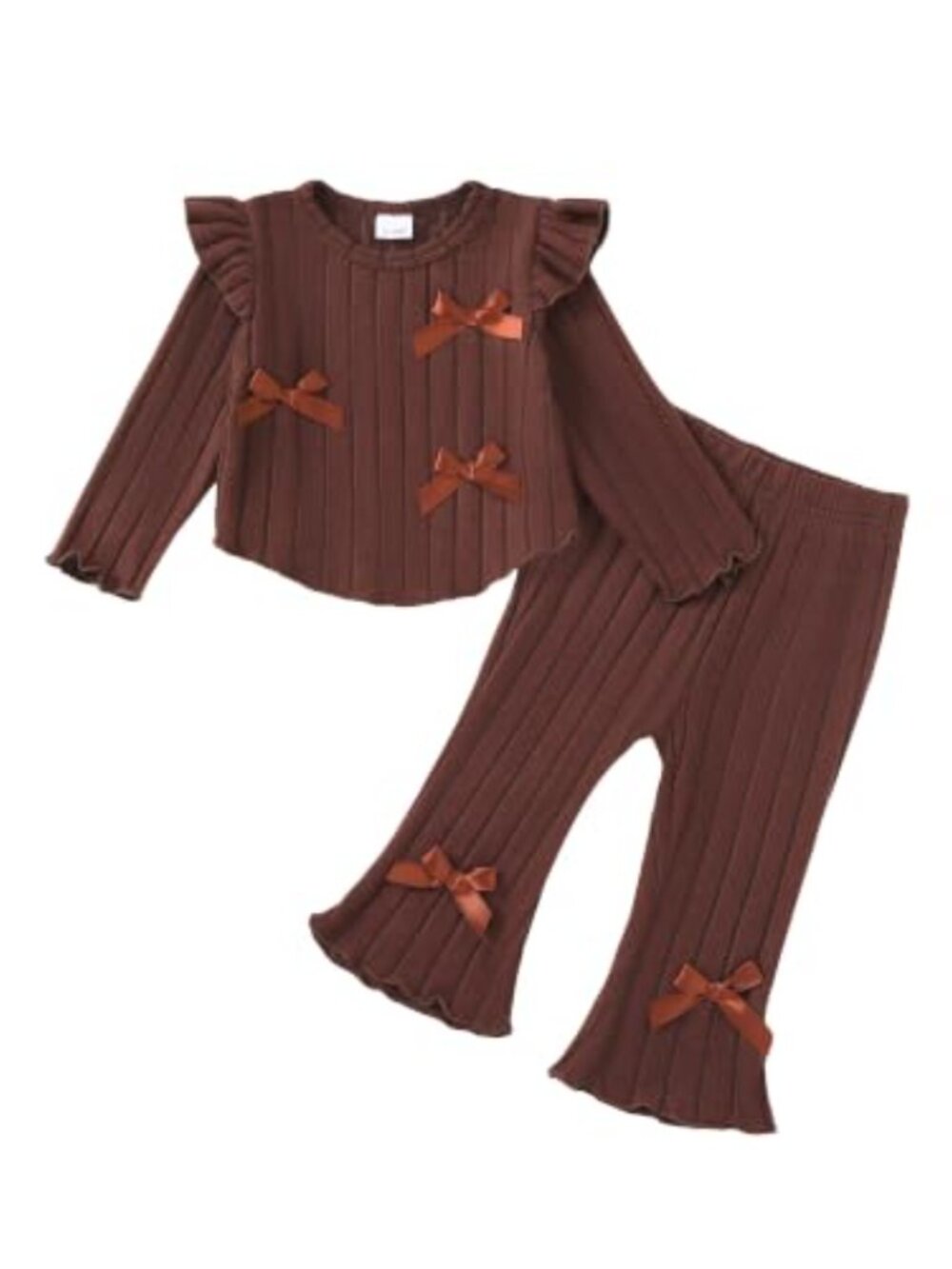 Baby Girl 2 Piece Outfit Ruffle Top Flare Pants Set